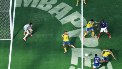 كيليان مبابي يحتفل بهدفيه في مرمى السويد بكأس العالم 2026
